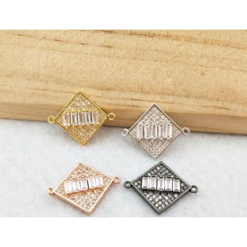 10 Pieces CZ zircon Micro Pave crystal Connector Double Bails Beads Charm for DIY Bracelet necklace Jewelry Finding CT423