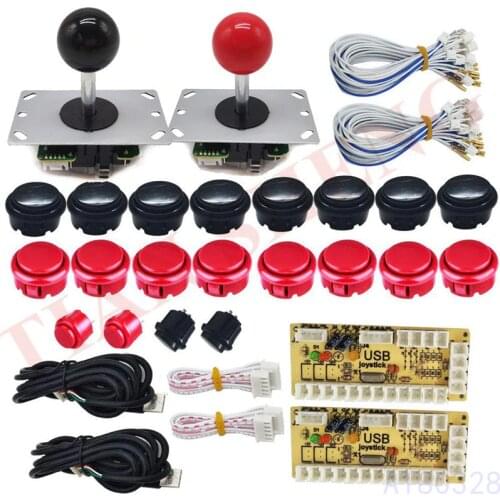 2Player Arcade Buttons and Joystick Kits DIY Controller USB Encoder to PC Video Games with 8 Ways Joystick+20 Push Buttons