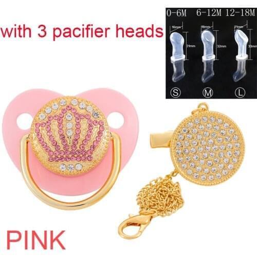 26 Name Initial Letter Baby Pacifier and Pacifier Clips BPA Free Silicone Infant Nipple Luxury Rhinestone Newborn Dummy Soother