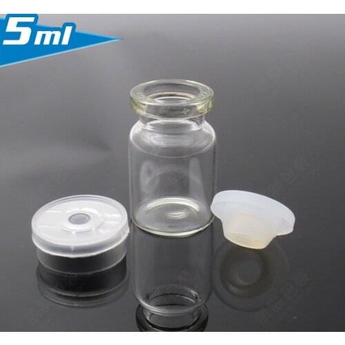 5ml Glass Bottles With Grey Rubber Stopper And Flip Off Plastic Cap, 1500pcs / carton