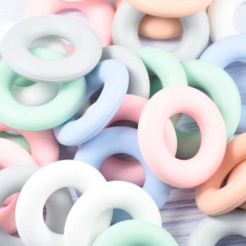 5Pcs Round Silicone Teether Silicone Beads Baby Teething Ring 43mm Food Grade Teething Necklace Toy Baby Products