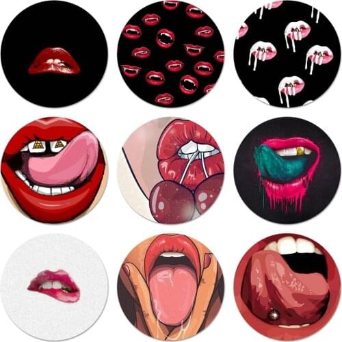 58mm exy lady Red lips hot girl Icons Pins Badge Decoration Brooches Metal Badges For Backpack Decoration