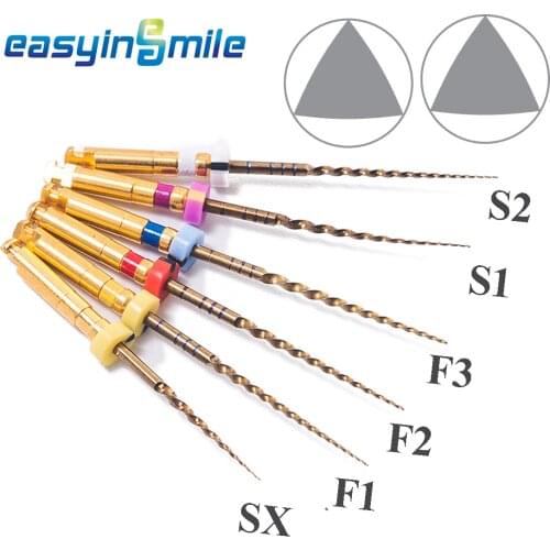 6Pcs/Pack Endodontic Dental Rotary X-Pro Gold Taper Engine NITI Root Canal Files Tips SX/S1/S2/F1/F2/F3 25mm EASYINSMILE
