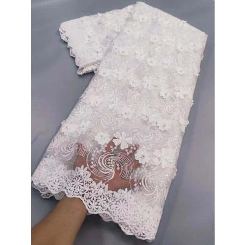 African Lace Fabric High Quality Heavy Beaded French Tulle Lace Fabric Nigeria Net Lace Fabric Sewing Material 5Yards