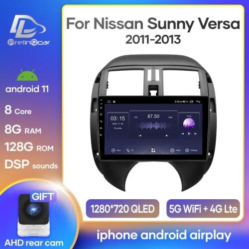 Prelingcar Android 10.0 For Nissan Sunny Versa 2012-2014 Car Radio Multimedia Video Player GPS Navigation NO DVD 2 Din Octa-Core