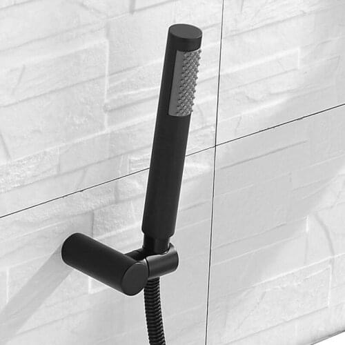 Free Shipping Single Spray Solid Brass Wall Mount Hand Held Shower with Hose and Bracket Bathroom Shower Holder Set Matte Black