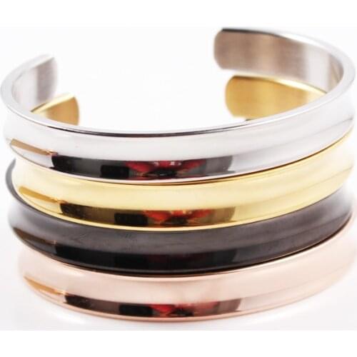 Rose Gold Color Silver Color Open Cuff Bangles For Women Men Jewelry Black Bracelets Hand Accessories Adjustable