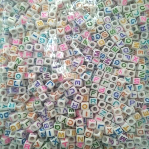100pcs/lot 6 7 8 10mm White Different Alphabet Beads Acrylic Colorful Letters Beads For Children Education DIY Jewelry Bracelet