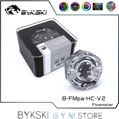Bykski Hexagon Water Flow Meter, Flowing Monitoring For Computer Water Cooling, RGB/ARGB SYNC, B-FMpa-HC-V2
