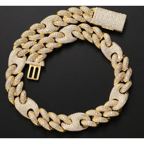20mm Miami New Box Clasp Cuban Link Chain Gold Silver Color Necklace Iced Out Cubic Zirconia Bling Hip hop Jewelry