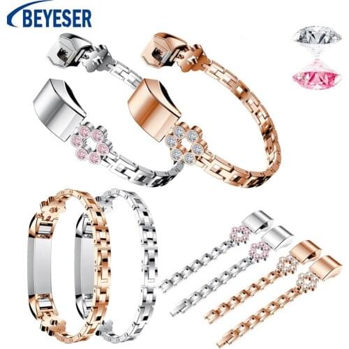 Stainless Steel Watch 6 Leaf Flower Stone Strap For Fitbit Alta HR band replacement For fitbit alta Strap watchband accessories