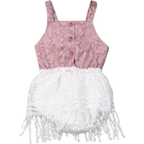 Toddler Baby Girls Embroidered Lace Tassel Clothes Princess Style Cute Jumpsuit