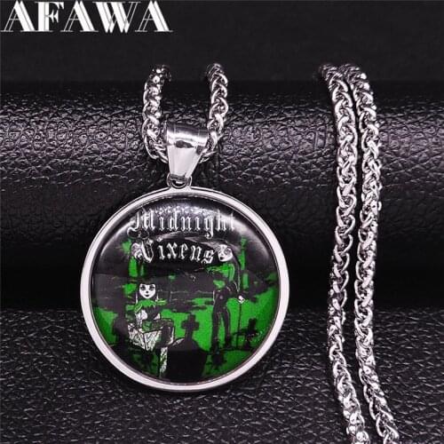 Zombie Girl Stainless Steel Glass Long Necklace Pendant for Women Silver Color Necklace Jewelry cadenas de acero inoxidab NXS02