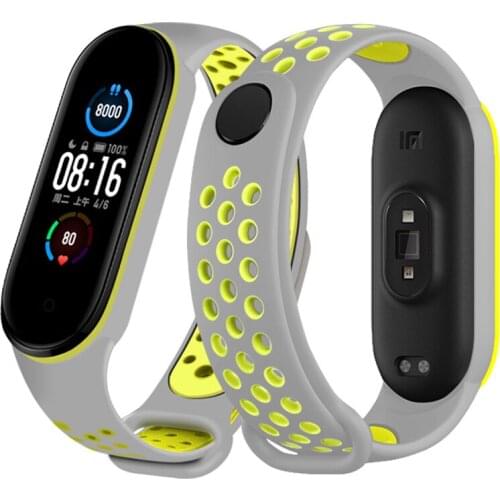 Two-color Strap Porous Anti-sweat Sport Breathable Strap Buckle Replacement Wrist StrapNEW Silicone Strap for Xiaomi Mi Band 5