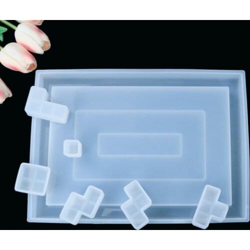 DIY Tetris Mold Crystal Epoxy Resin Mold Mirror Handmade Creative Silicone mold For Resin Table decoration mold