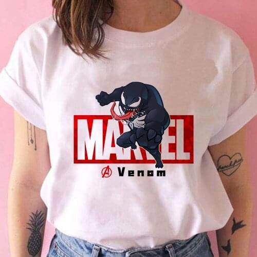 Venom Graphic Tee Marvel T Shirt Women Streetwear Summer Ulzzang Clothes Edgy Tattoos Female T-shirts Oversized Dropship