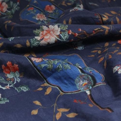 Quality flax fabric Beautiful print patchwork High grade shirt, gown, dress material