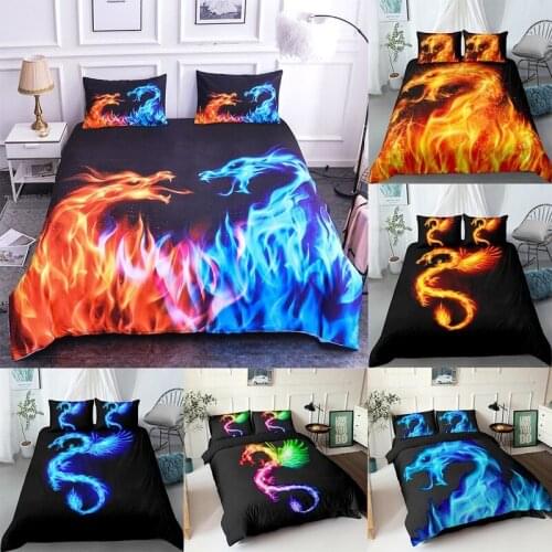 Bedding Set 3D Printing Bedclothes Fire Dragon Duvet Cover Set Pillowcases Comforter Bed Sets Double Twin Single Homeware Decor