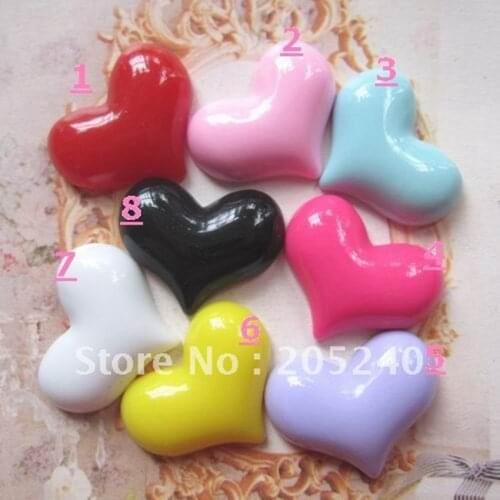 Jewelry Materials For DIY Decoration 32pcs Mixed 8colors(22*19mm) Cute Resin Cabochon Hearts