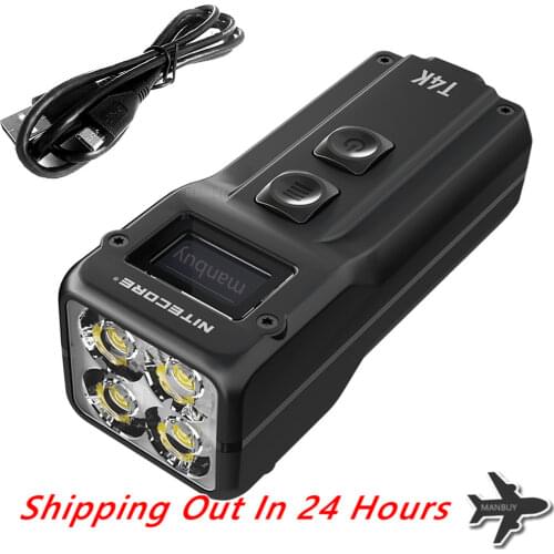 NITECORE T4K 4000 Lumens USB-C Rechargeable 4x LEDs Mini Flashlight Include Battery Pack Searchlight Super Bright Torch Keylight