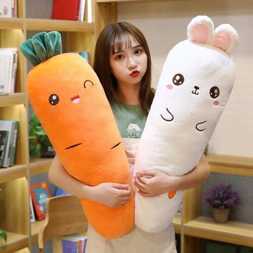 55/80/110CM Creative Simulation Plant Plush Toy Stuffed Carrot Rabbit Stuffed With Down Cotton Super Soft Pillow