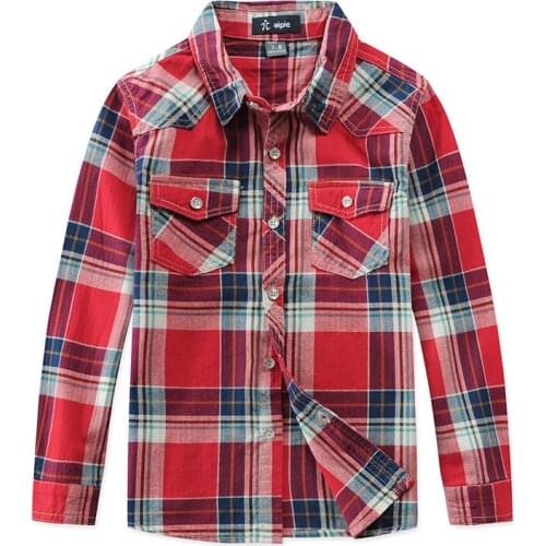 Baby boys long-sleeved shirt 3-11 years children plaid cotton shirt for boys kids fashion girl