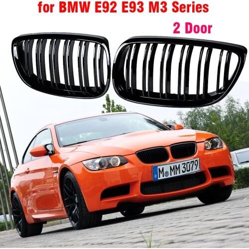 Front Grille Kidney Grill For BMW E92 E93 M3 328i 335i 2Door 2007 2008 2009 Car Styling Gloss Black Dual Line