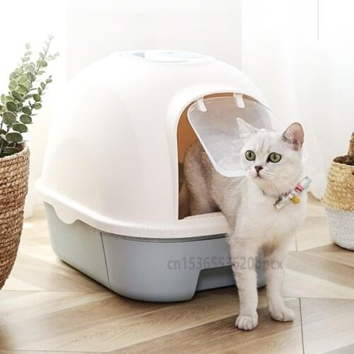 Fully Enclosed Litter Box Front Opening Large Space Splash Proof Cat Toilet Deodorant Poop Box Pet Supplies Easy To Clean