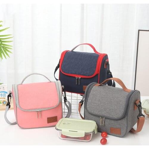 Portable Lunch Bag Thermal Insulated Cooler Bag Picnic Food Storage Bags Shoulder Strap Lunch Box Tote Travel Dinner Handbag