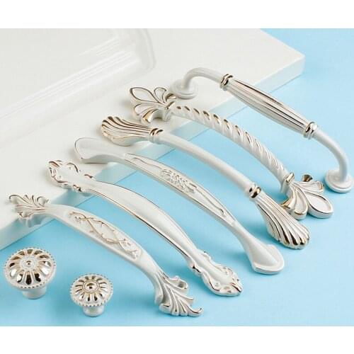 1Piece Ivory White Handle Versatile Elegant European Style Enameled Handles Pulls Knobs For Drawer Cabinet mounted handle