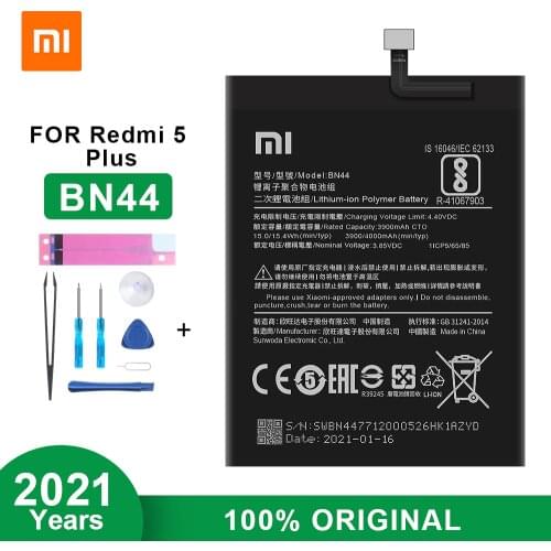 Original Xiaomi Replacement Battery BN44 for Xiaomi Redmi 5 Plus 4000mAh With Battery Disassemble Tools