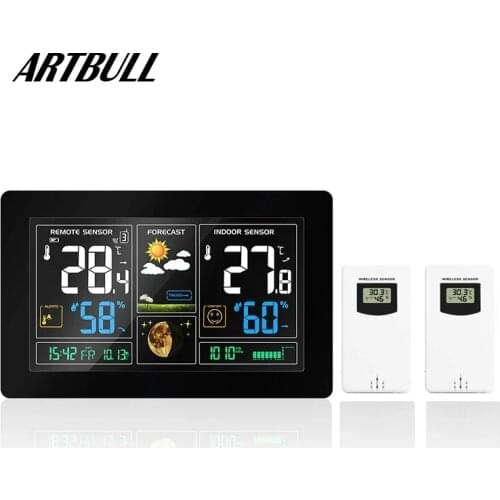 Indoor Outdoor hygrometer Thermometer Color Wireless Weather Station Outdoor Remote Sensor Alarm Clock Perpetual Calendar