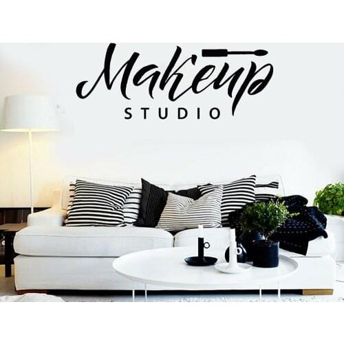 Makeup Studio Wall Stickers Cosmetics Vinyl Wallpaper Removable Window Decoration For Girls Shop Sign Posters Wall Art Decals