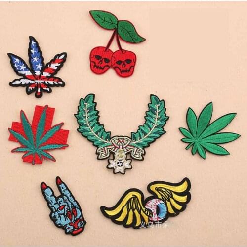 Plant Maple Leaf Skull Fruit Wholesale Iron On Embroidered Clothes Patches For Clothing Stickers Garment Apparel Accessories