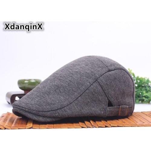 XdanqinX Adult Male Female Retro Berets Casual Tongue Peaked Cap Adjustable Size Solid Simple Advancing Caps Panama Dads Hats