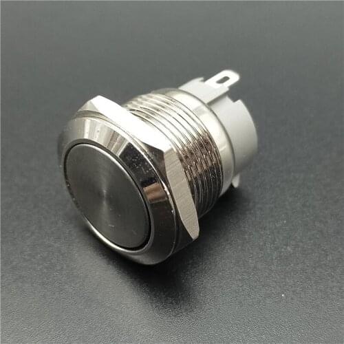 10pcs 19mm Car nickel plated brass Metal Push Button Switch press button Flat round 1 NO momentar
