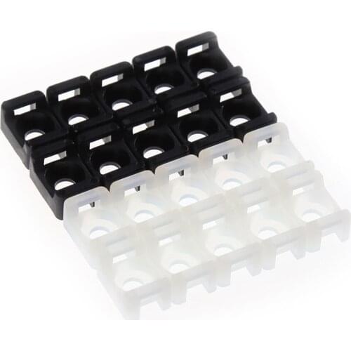 100PCS 4.6mm Cable Tie Mount Wire Buddle Saddle Type Plastic Holder 2 Colors