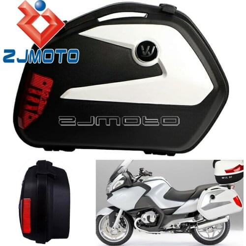 2x Universal Motorcycle Side Case ABS Plastic Side Pannier 20L Cargo Box Motorbike Luggage Tail Box For Honda Yamaha Suzuki BMW