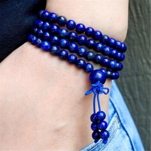 6mm Lapis Lazuli 108 Beads Handmade Tassel Necklace Bracelet Spirituality Religious Retro Yoga Buddhism Classic
