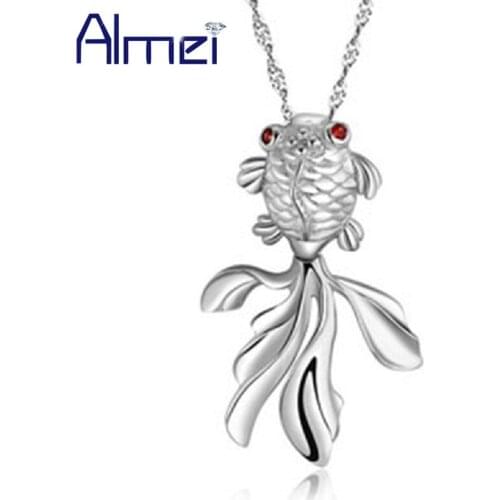 Almei 5%Off Animal Collar Necklace Fashion Jewelry 2017 New Cute Fish Crystal Big Pendants Girls Party Women Accessories N330