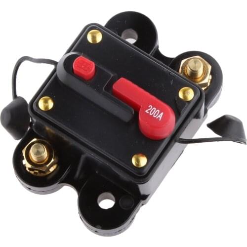Circuit Breaker 200A, 12V-24V DC 200A Manual Reset Stereo Audio Circuit Breaker Fuse Holder For Motor Auto Car 200Amp Black