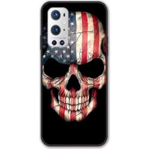 For Oneplus American Flag Skull Black TPU Border Oneplus Case