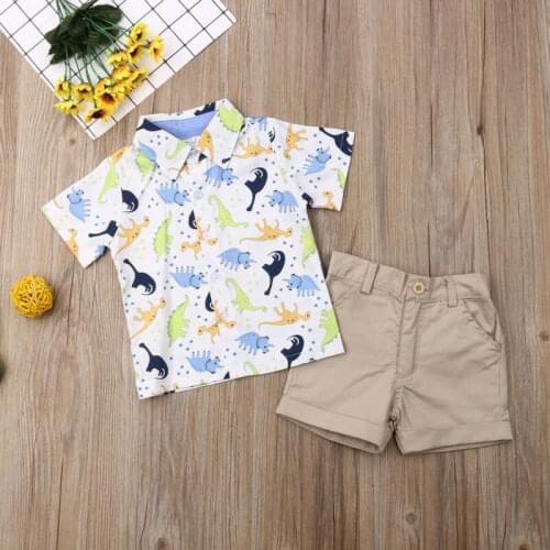 Toddler Kids Baby Boys Summer Dinosaur Tops T-shirt+Pants Shorts Outfits Sets 1-5Y