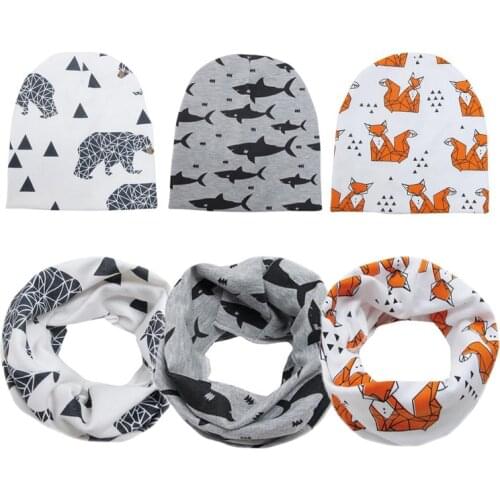 Baby Hat Scarf Set Newborn Kids Beanie Cap Boys Girls Spring Cotton Elastic Hats Toddler Infant Photography Props Accessories