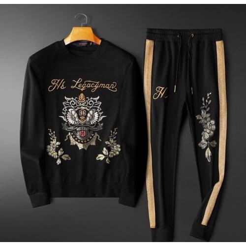 2021 summer mens sports suit mens color matching Slim casual fashion trend mens sportswear