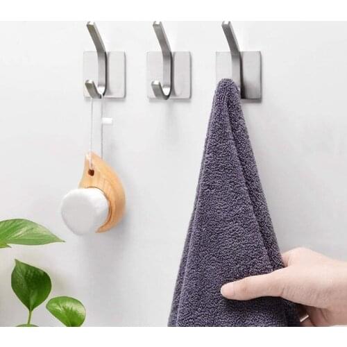 NHBR 2Pcs Stainless Steel Creative Hook Strong and Seamless Door Back Single Hook Kitchen Bathroom Waterproof Coat Hook