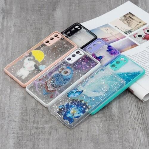 Soft Bumper Hard Acrylic Glitter Starry Sky Clear Shockproof Phone Case for Samsung Galaxy S20Lite/S20FE Phone Shell Cover