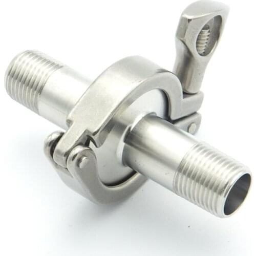 304 Stainless Steel Sanitary Pipe Fitting Set 1" NPT Male Thread Ferrule + 1.5" Tri Clamp + Silicon Gasket For Home Brew