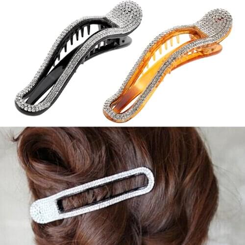 Pack Of 2 Crystal Alligator Hair Clips Duckbill Hairpins Salon Hair Accessories