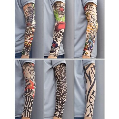 1pcs Tattoo Arm Warmers Set Seamless Sleeve Men and women Riding Driving Ice silk Sunscreen Ice Sleeve